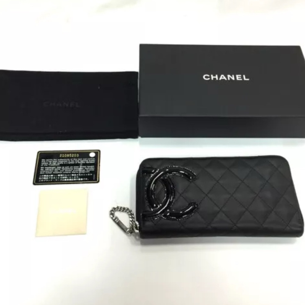 Auth New Chanel Cambon Y2K Zip Wallet +Box +Card Quilted Black Lambskin - Picture 2 of 14